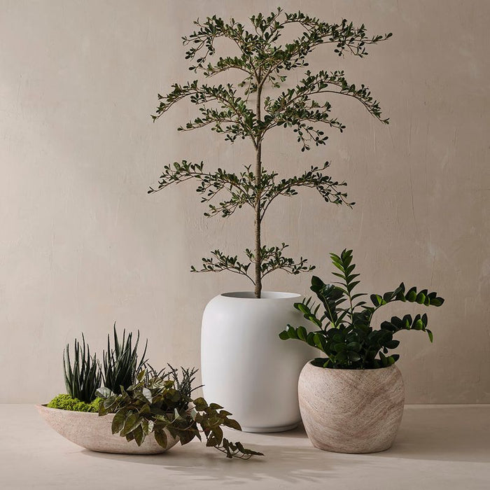 Ivar Pot - Ivory Travertine, 35cmh x 45cmd