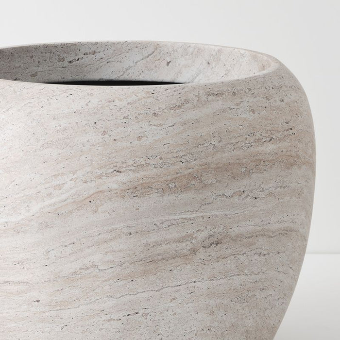 Ivar Pot - Ivory Travertine, 40cmh x 55cmd
