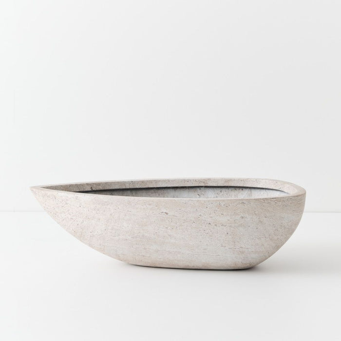 Aksel Pot - Ivory Travertine, 67cml x 37cmw x 18cmh