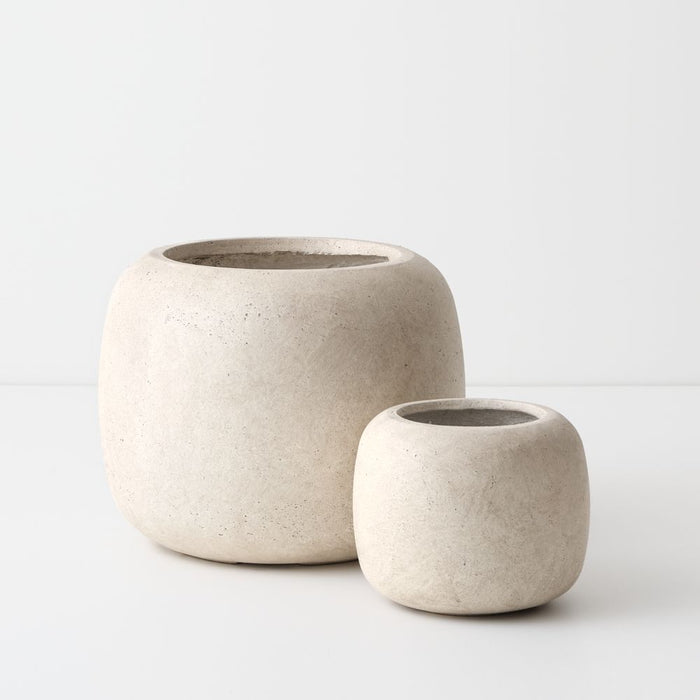 Rune Pot (Set of 2) - Marlstone, 27cmh x 34cmd