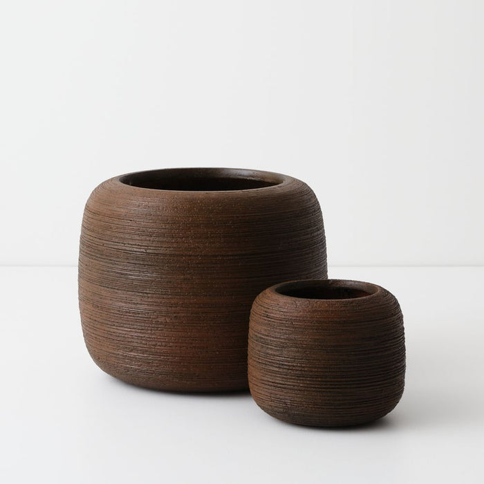 Rune Textured Pot (Set of 2) - Corten, 27cmh x 34cmd