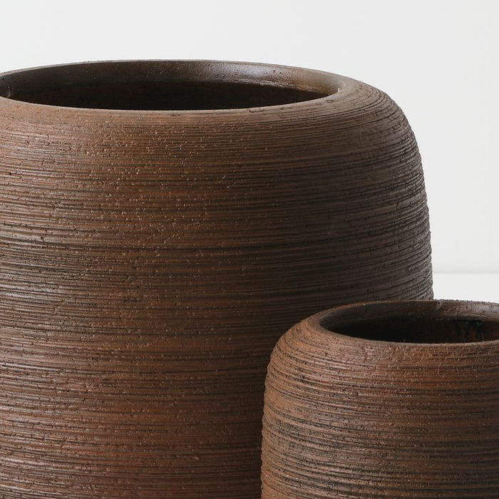 Rune Textured Pot (Set of 2) - Corten, 27cmh x 34cmd