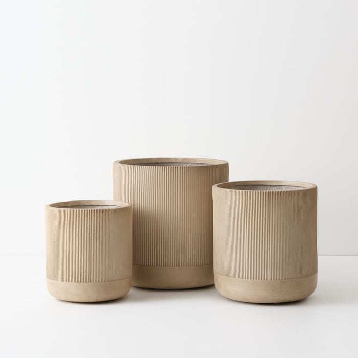 Palisade Pot (Set of 3) - Sediment, 37cmh x 35cmd