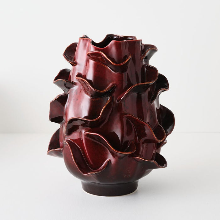 Ondine Vase - Bordeaux, 28cmw x 34cmh