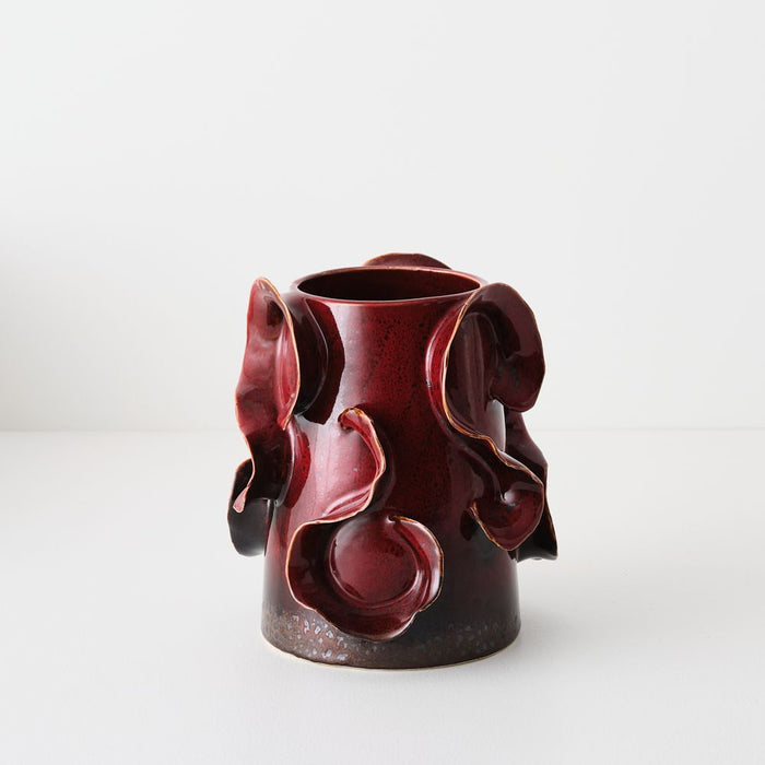 Amara Vase - Bordeaux, 19cmw x 22cmh