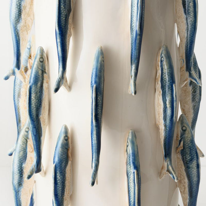 Esca Vase - White Blue, 28cml x 28cmw x 41cmh