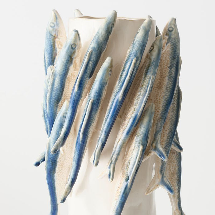 Esca Vase - White Blue, 20cml x 20cmw x 47cmh