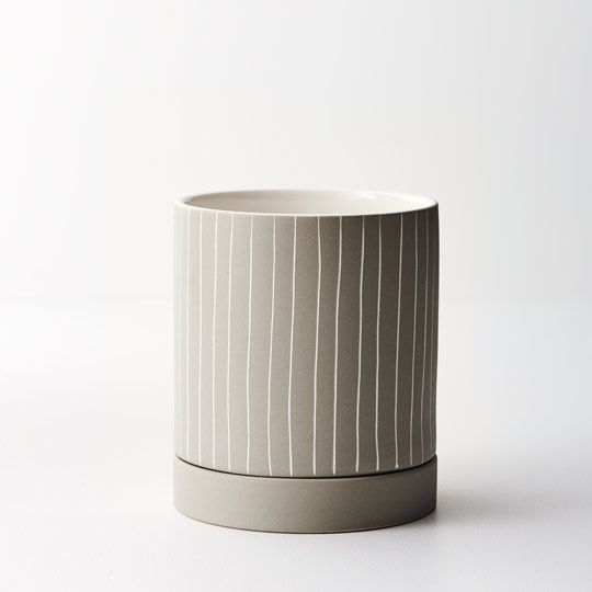 2 x Pot Koko W of Saucer Grey (FI8548GY)