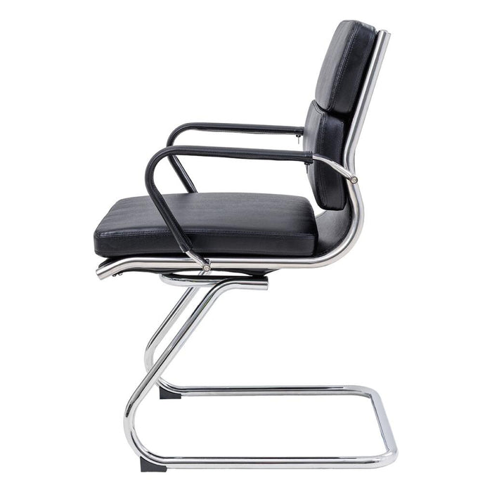 Mode Cantilever Visitor Chair with fixed arms, PU mid-back, PU seat, chrome cantilever base