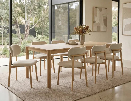 Oskar Dining Chair - Natural - Ivory Cream Fabric
