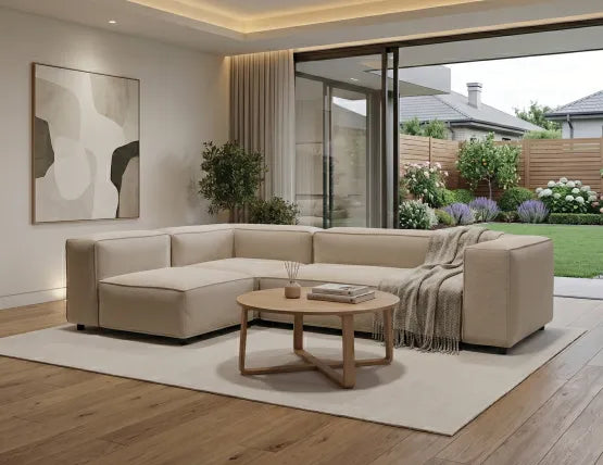 Nolia Modular Sofa - 3 Seater with Return - Beige - 3 Seater with Left Return, 104cm W