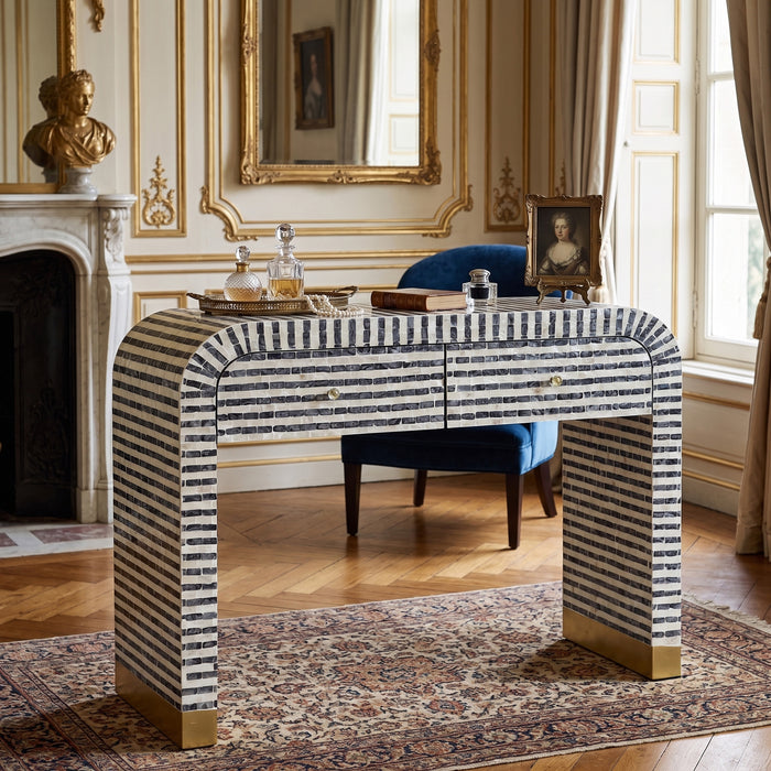 Pearl Wave Striped Mother of Pearl Hand Inlay Console Table