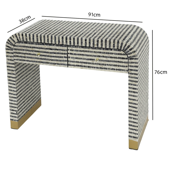 Pearl Wave Striped Mother of Pearl Hand Inlay Console Table