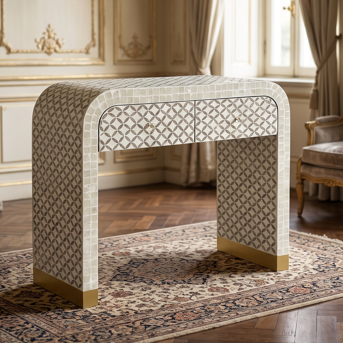Luna Mother of Pearl Hand Inlay Console Table
