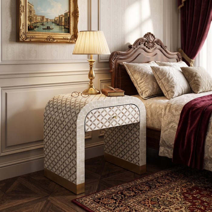 Luna Mother of Pearl Hand Inlay Bedside Table