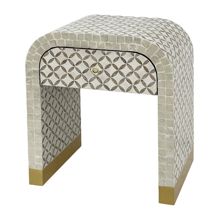 Luna Mother of Pearl Hand Inlay Bedside Table