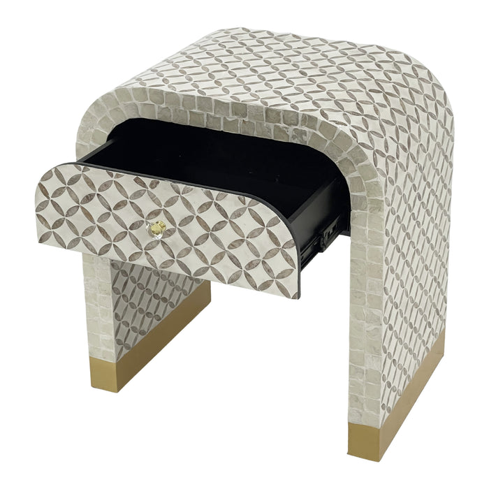 Luna Mother of Pearl Hand Inlay Bedside Table