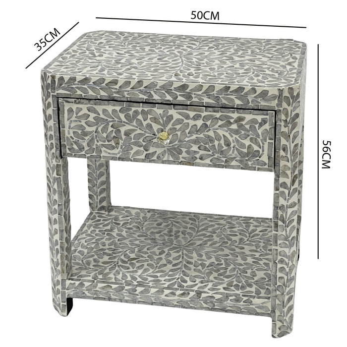 Pearl Flora Mother of Pearl Inlay Bedside Table
