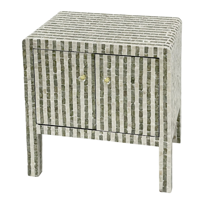 Contour Mother of Pearl Hand Inlay Bedside Table