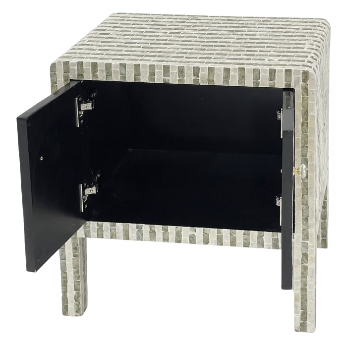 Contour Mother of Pearl Hand Inlay Bedside Table
