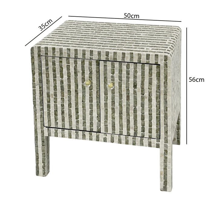 Contour Mother of Pearl Hand Inlay Bedside Table