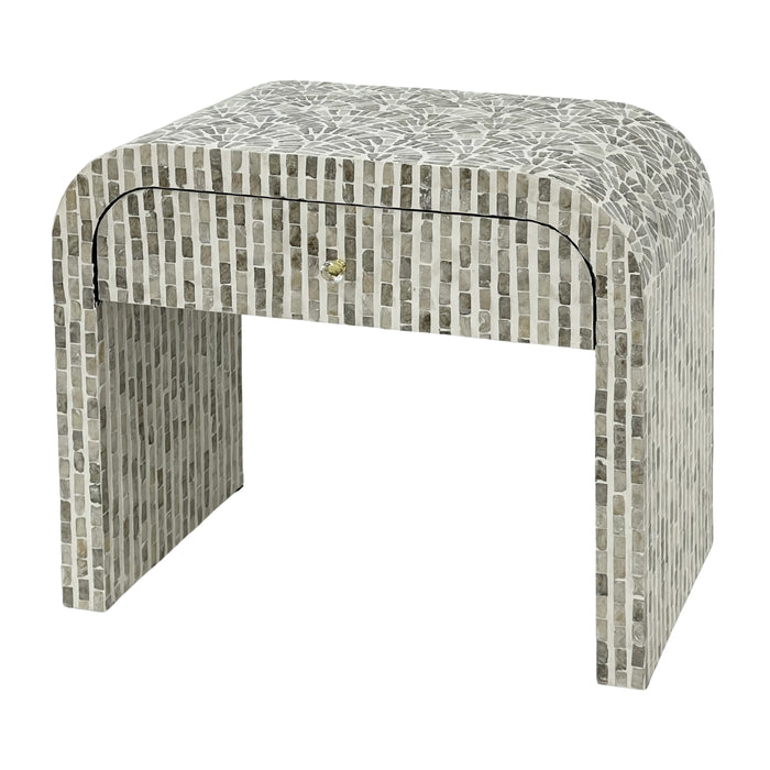 Contour Mosaic Mother of Pearl Hand Inlay Bedside Table