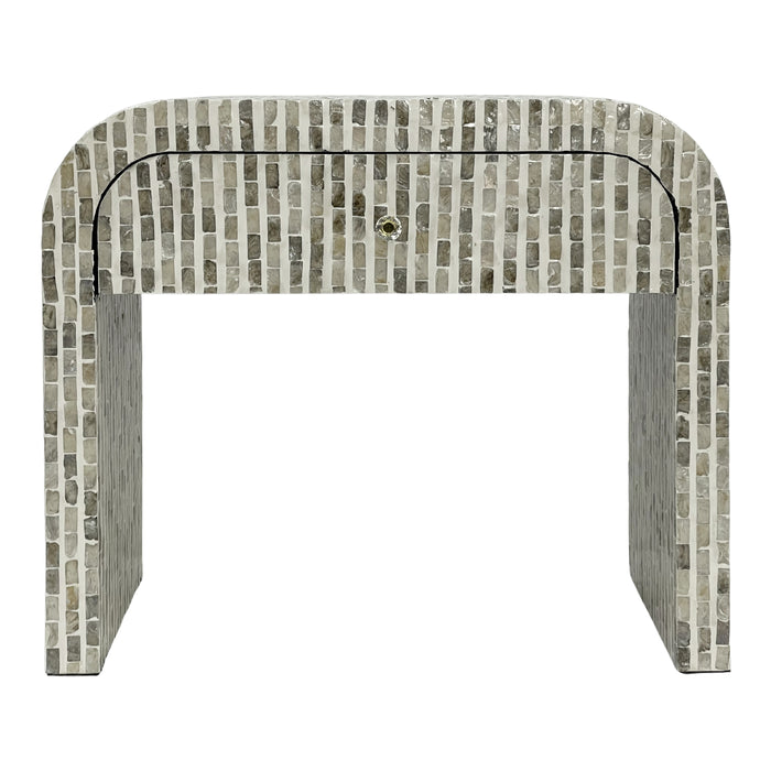 Contour Mosaic Mother of Pearl Hand Inlay Bedside Table