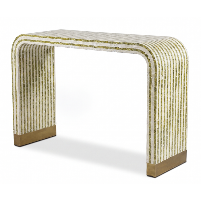 Contour Crest Mother of Pearl Hand Inlay Console Table