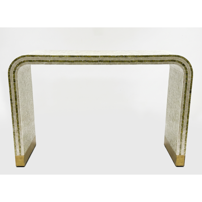 Contour Crest Mother of Pearl Hand Inlay Console Table