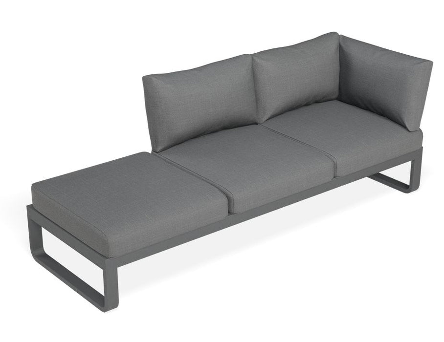 Fino Outdoor 3 Seater Sun Lounge in Matt Charcoal Frame / Dark Grey Fabric