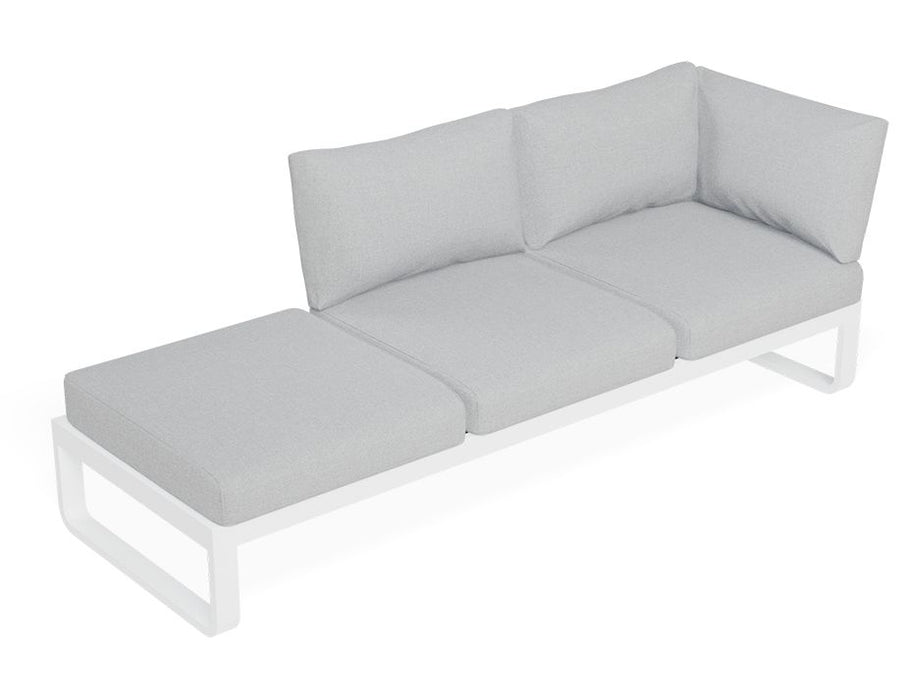 Fino Config B - Outdoor Modular Sofa in Matt White aluminium with Light Grey Cushions