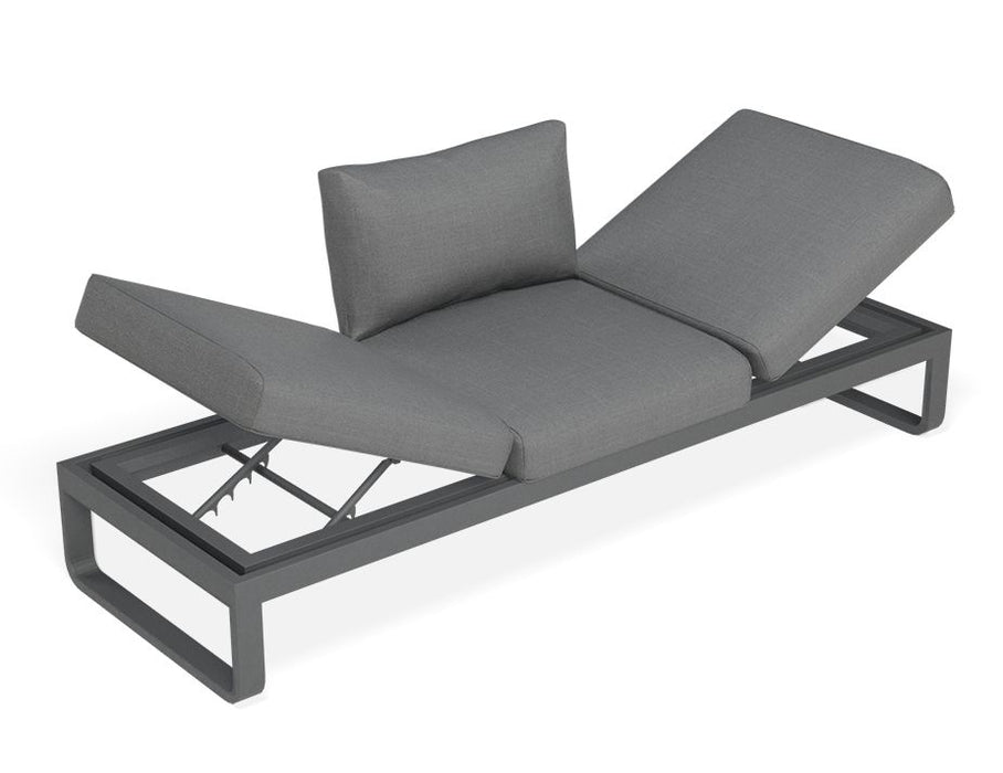 Fino Outdoor 3 Seater Sun Lounge in Matt Charcoal Frame / Dark Grey Fabric