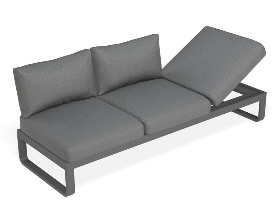 Fino Outdoor 3 Seater Sun Lounge in Matt Charcoal Frame / Dark Grey Fabric