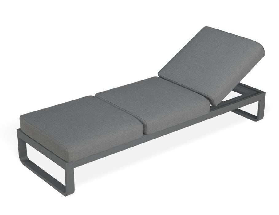 Fino Outdoor 3 Seater Sun Lounge in Matt Charcoal Frame / Dark Grey Fabric