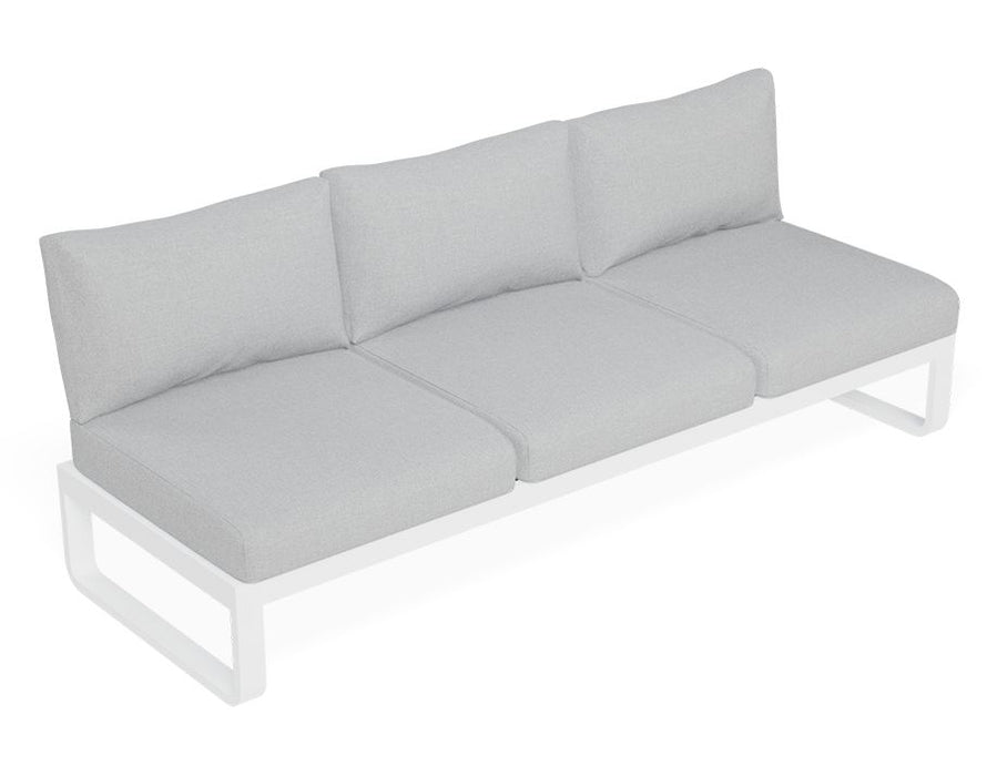 Fino Config D - Outdoor Modular Sofa in Matt White aluminium with Light Grey Cushions