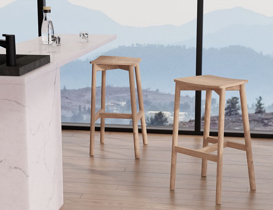 Andi Stool - Natural - Backless - 66cm Seat Height (Kitchen Bench height)