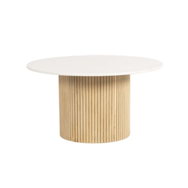 Paloma Marble Coffee Table - White/Natural, 45cm (H)