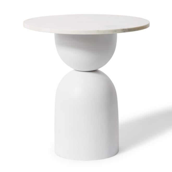Jax Marble Side Table - White, 51cm (H)
