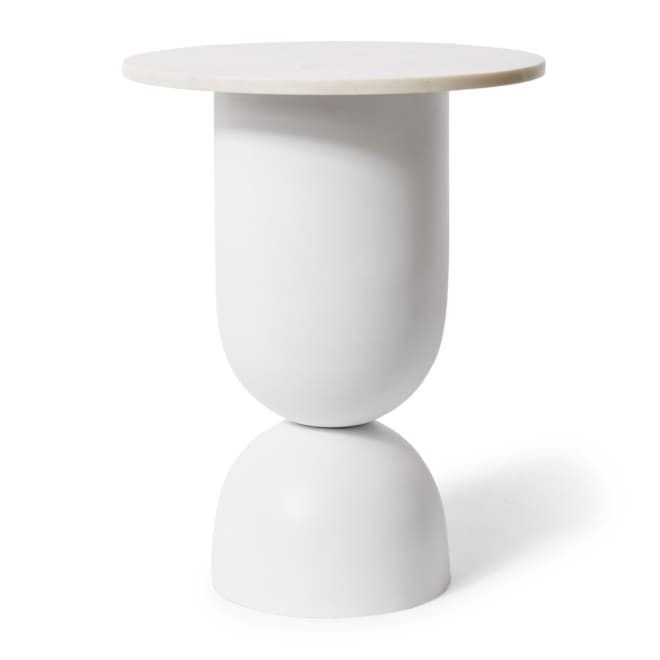 Jax Marble Side Table - White, 56cm (H)