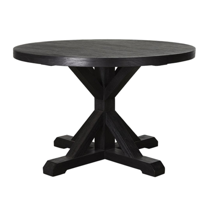 Deckler Round Dining Table - Black, 77cm (H)
