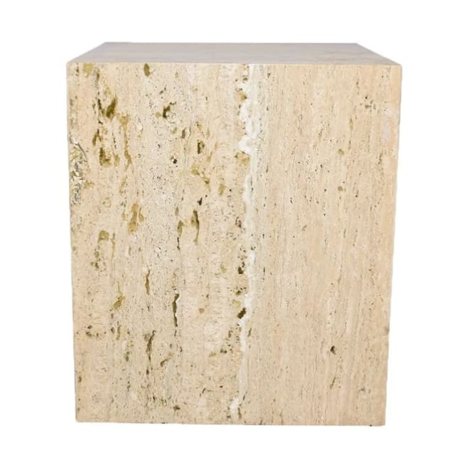 Travis Travertine Side Table - Natural, 45cm (H)