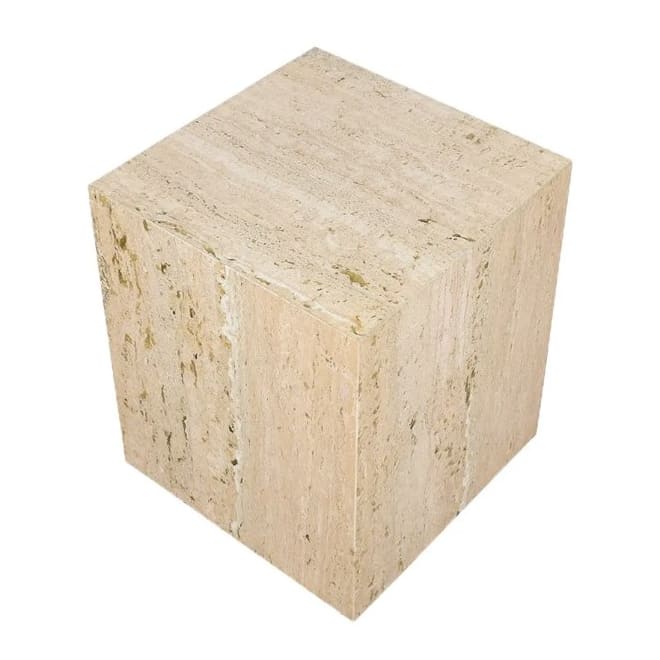 Travis Travertine Side Table - Natural, 45cm (H)