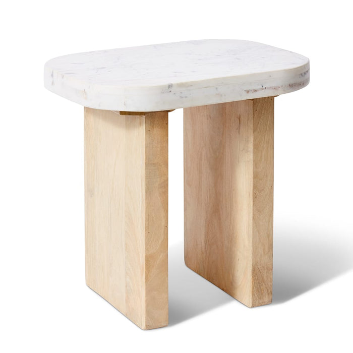 Jemila Side table - White/Natural, 50cm (H)