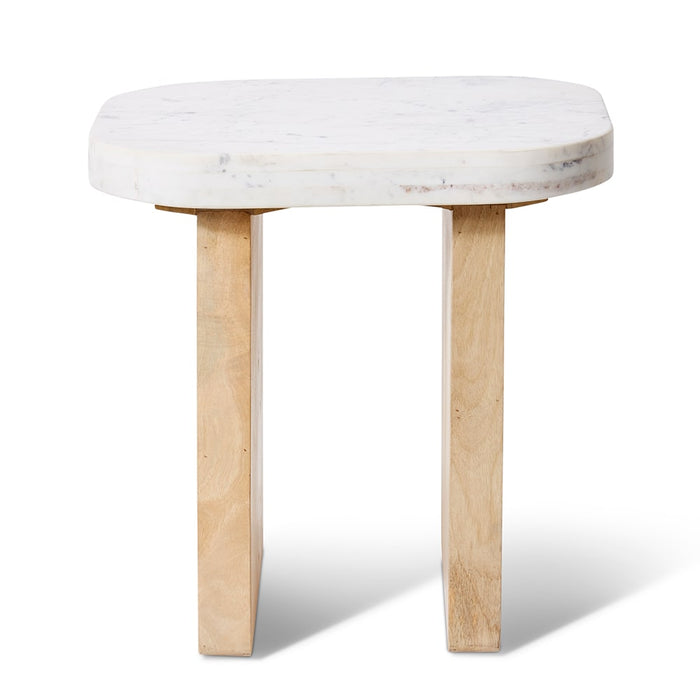 Jemila Side table - White/Natural, 50cm (H)