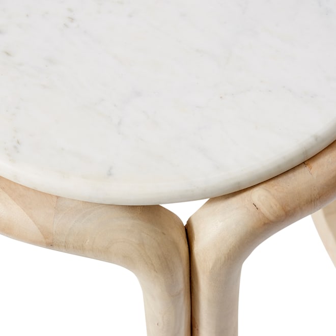 Bongani Side Table - White/Natural, 50cm (H)