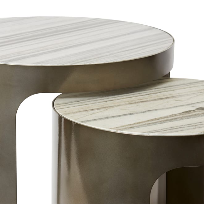 Sena Side Table (Set of 2) - Black White/Grey, 57cm/50cm (H)