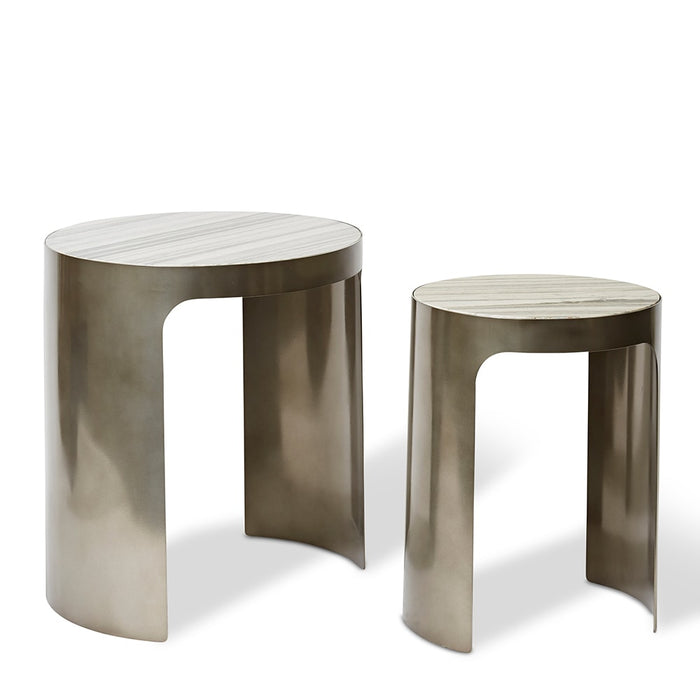 Sena Side Table (Set of 2) - Black White/Grey, 57cm/50cm (H)