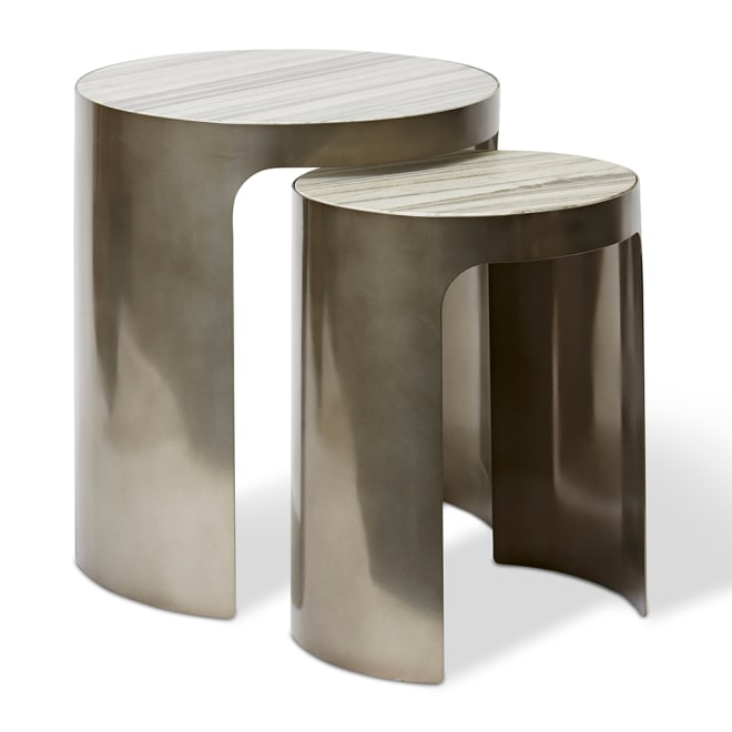Sena Side Table (Set of 2) - Black White/Grey, 57cm/50cm (H)