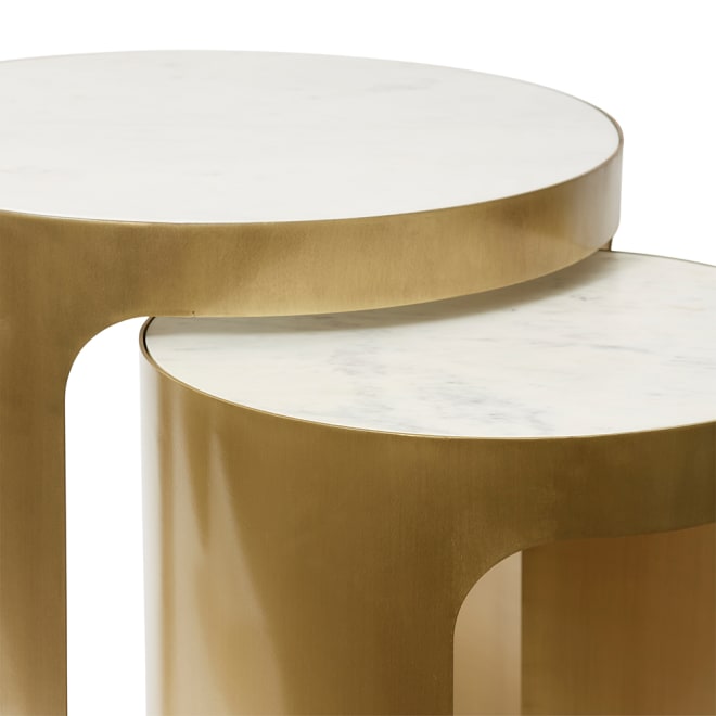 Sena Side Table (Set of 2) - White/Gold, 57cm/50cm (H)