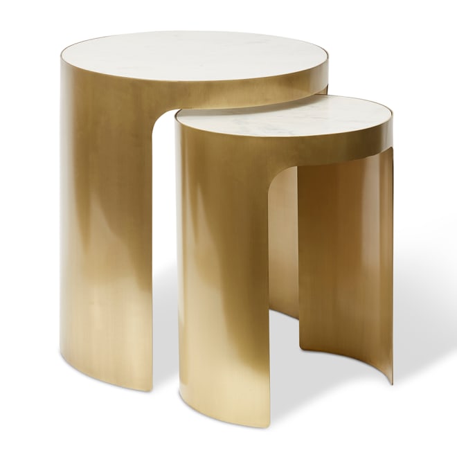 Sena Side Table (Set of 2) - White/Gold, 57cm/50cm (H)